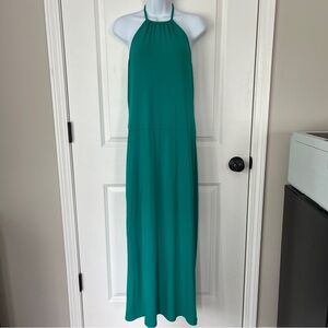 Ann Taylor Petites Women's Green Halter Maxi Dress | Size MP